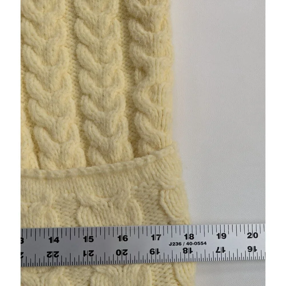 Hand Knit Women's Classic Cable Cardigan Size Small Butter Yellow